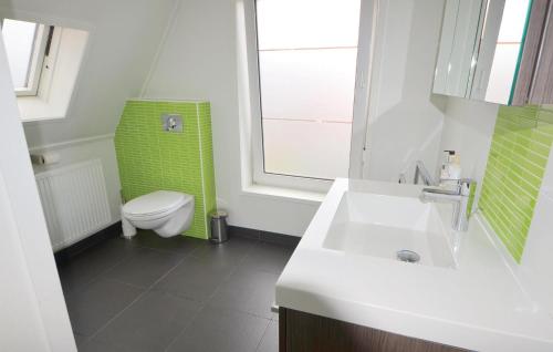 a bathroom with a white sink and a toilet at Stunning Home In Breskens With 2 Bedrooms And Wifi in Breskens