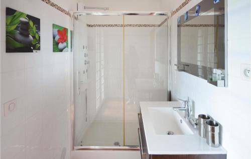 a bathroom with a shower and a sink at Awesome Home In La Gaude With Kitchen in La Gaude