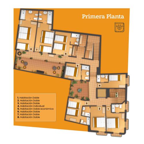 a floor plan of the primera planilla at La Piquera Hostal in Córdoba