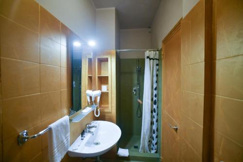 W łazience znajduje się umywalka i prysznic. w obiekcie Garden Blue we Florencji