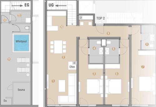 a floor plan of a building at Haus Freunden in Sankt Anton am Arlberg