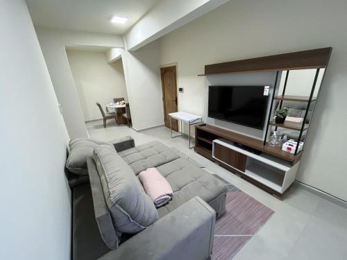 a living room with a couch and a flat screen tv at Cerca de todo in Ciudad del Este