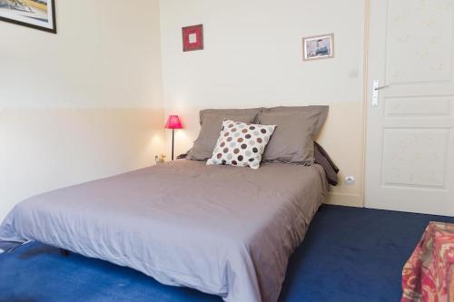 une chambre avec un lit avec un oreiller dessus dans l'établissement Chambre chez l'habitant - proche du centre - salle d'eau et WC privés, à Bordeaux