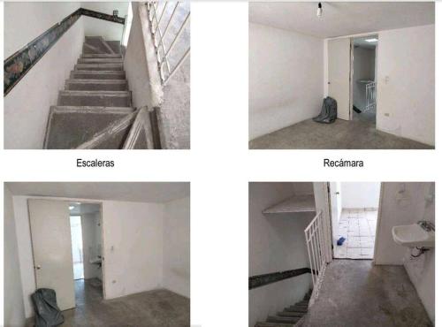 drie foto's van een hal en een trap in een appartement bij Casa en Bosques de San Sebastián in Santa María Xonacatepec