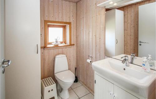 een badkamer met een wit toilet en een wastafel bij 3 Bedroom Stunning Home In Sams in Onsbjerg
