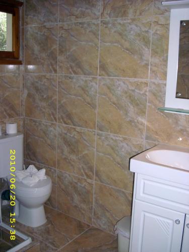 a bathroom with a toilet and a sink at Amaranthos Skiathos View in Megali Ammos