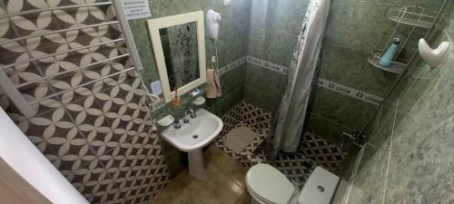 a small bathroom with a toilet and a sink at Paraíso Ushuaia in Ushuaia