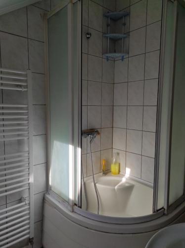 a bathroom with a tub with a candle in it at Apartmani Konta in Livno