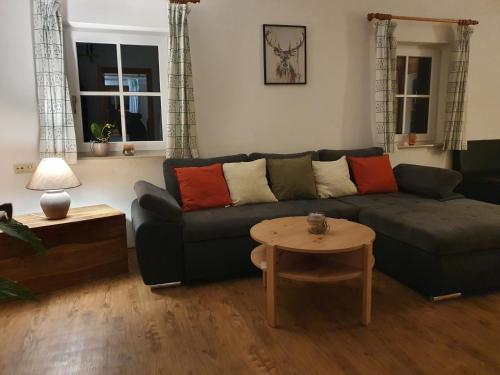 Χώρος καθιστικού στο Ferienwohnung Leuner