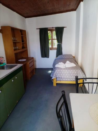 a room with a bed and a sink and a table at Hotel Atlantic in Mar de Ajó