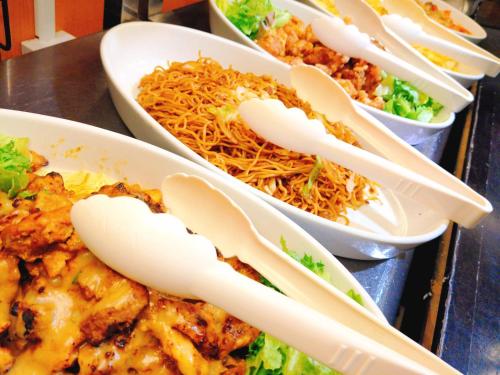 a group of bowls of food with plastic spoons at Wellness Forest Ito - Kyoritsu Resort in Ito