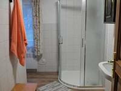 La salle de bains est pourvue d'une douche en verre et d'un lavabo. dans l'établissement Chalupa Pod Lipami, à Potštejn