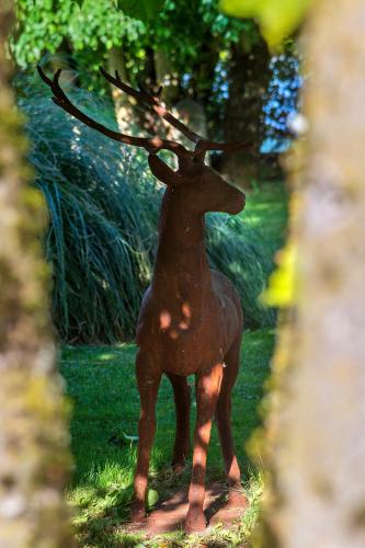 a statue of a deer standing in the grass at Le Clos d'Albray - Chambres d'hôtes et gite in Comps-la-Grand-Ville