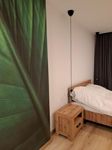 Ένα ή περισσότερα κρεβάτια σε δωμάτιο στο Apartamenty Zielony Liść