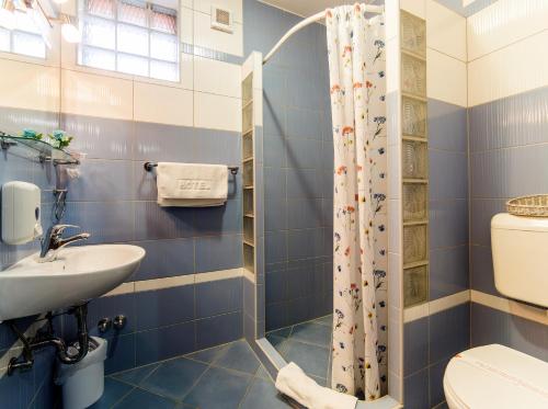 bagno con servizi igienici e lavandino di Hotel Kandilj a Sarajevo