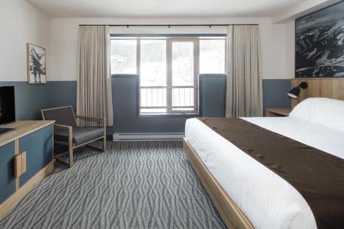 a hotel room with a bed and a desk and a window at The Approach Hotel in Panorama