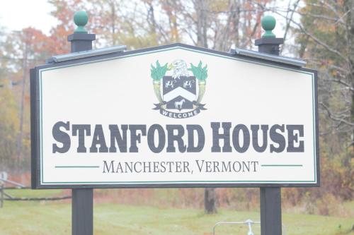 a sign for a stanford house in a park at Stanford House in Manchester Center