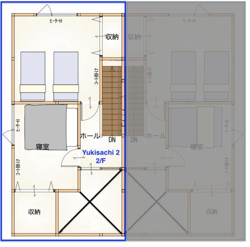 a drawing of a house with a floor plan at Furano Yukisachi House in Furano
