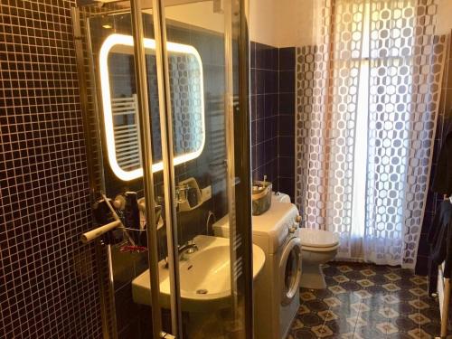 a bathroom with a sink and a toilet in it at Lavinia in Oggebbio