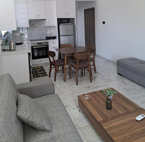een woonkamer met een bank en een tafel bij ICEBUILD APARTMENTS in Nicosia