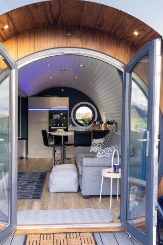 an open living room and kitchen in a rv at Hollins Farm - Dog Friendly, Self Catering Holiday Lodges in Knaresborough