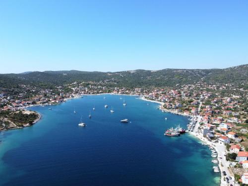 an aerial view of a bay with boats in the water at Apartment Filip Jakov-2 by Interhome in Vinišće