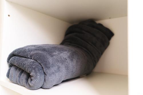 a towel sitting in the corner of a toilet at Hotel Areião in Goiânia