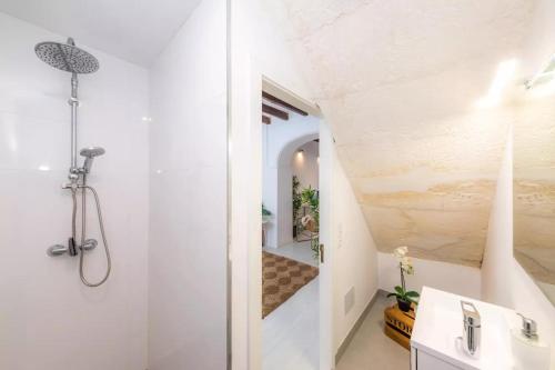 een badkamer met een douche en een wastafel bij Campet50 in Felanitx