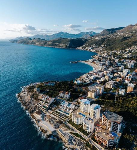 an aerial view of a city next to the ocean at OLIVE GARDEN APARTMENT in Bar