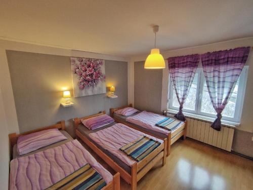 duas camas num quarto com duas janelas em Discover the magic of nature em Slani Dol