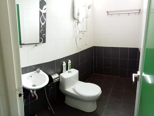 ein Bad mit einem WC und einem Waschbecken in der Unterkunft DLAYARAN VILLA GUEST HOUSE in Kuala Rompin