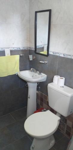 een badkamer met een wit toilet en een wastafel bij COMPLEJO Aires del Ñapindá in Paraná