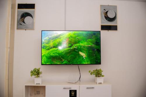 TV i/ili multimedijalni sistem u objektu The Hampton's furnished house at Ahadi flats
