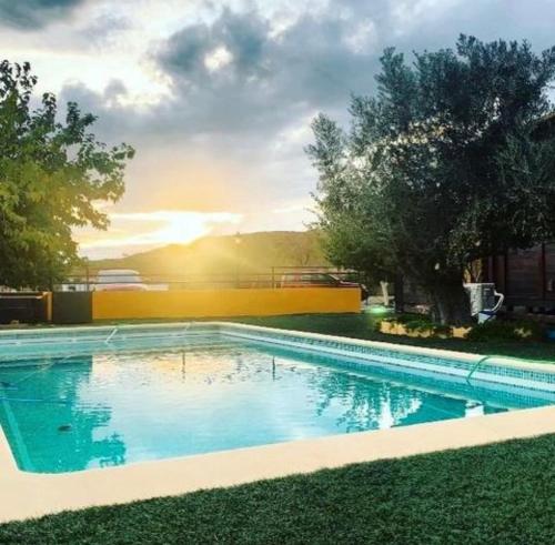 uma piscina no meio de um quintal em Casa Los Bartolos em Vélez-Rubio