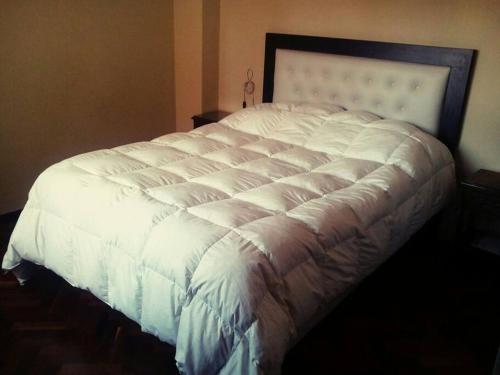 1 cama blanca grande en un dormitorio en Amplio departamento en el corazón de Mendoza en Mendoza