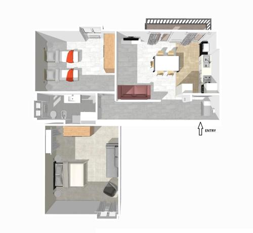 Floor plan ng LAB3 City Private Apartment - 2 Bedrooms