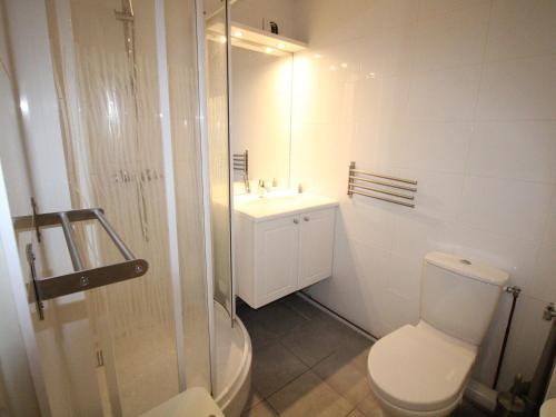 une salle de bain avec toilettes, lavabo et douche dans l'établissement Appartement calme à Avoriaz, Village des Dromonts - 4 pers, 30 m², proche centre - FR-1-633-25, à Avoriaz