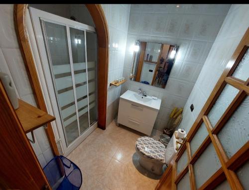 ラスパルマス・デ・グランカナリアにあるvierapeñaのバスルーム(洗面台、トイレ、鏡付)