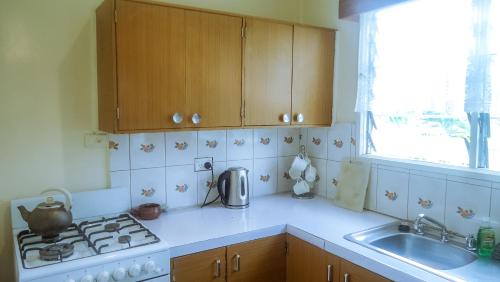 a kitchen with a stove and a sink at Shalom Mission Home in Mount Hagen