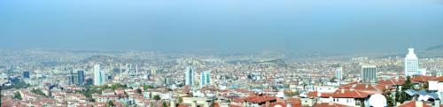 an aerial view of a city with buildings at Hotel Midi in Ankara