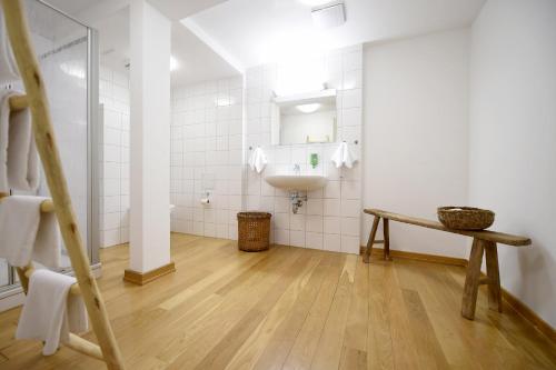 a bathroom with a sink and a mirror at Kloster Frauenberg in Fulda