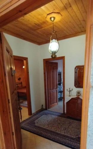 a room with a hallway with a door and a ceiling at Ξενώνας Ερυκίνη in Dhímitra
