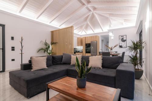 a living room with a couch and a table at Armonia Boutique Hotel in Meson Yerakarion