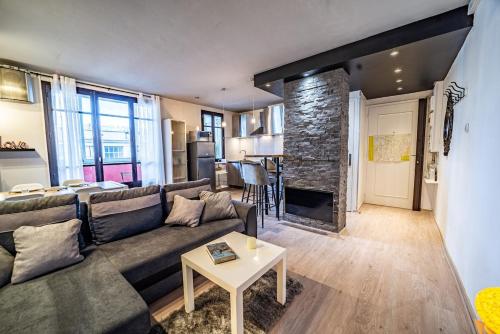 un salon avec un canapé et une cheminée dans l'établissement 41 Vallier, à Grenoble