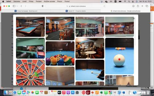 a collage of photos of a room with a pool table at Hostel OT in Split