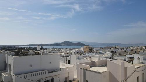 a view of a city with white buildings at Studios Alsos in Naxos Chora