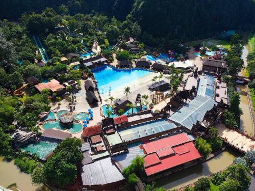 an aerial view of a pool at a resort at Hotspring 2 Room Suite 1912 @ Sunway Onsen (Neighbour of Lost World of Tambun) in Ipoh
