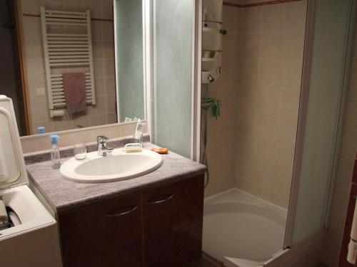 a bathroom with a sink and a shower at Appartement La Clusaz, 2 pièces, 4 personnes - FR-1-459-110 in La Clusaz