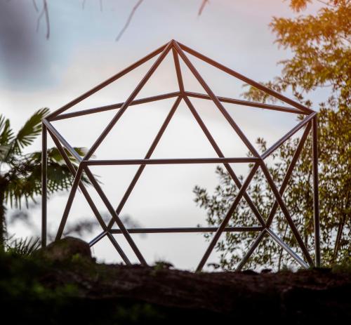 a geometric structure on top of a hill at Hotel Monte Verità in Ascona