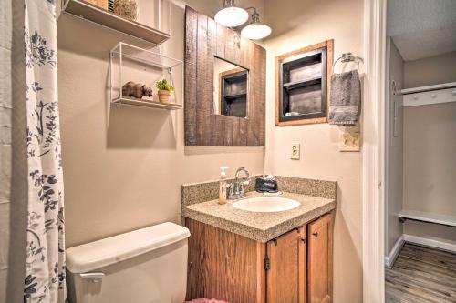 a small bathroom with a sink and a toilet at Studio about 3 Mi to Great Smoky Mountain Natl Park! in Gatlinburg